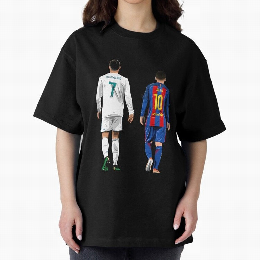 Cristiano Ronaldo And Messi Oversized T-Shirt Follow Every Goal of FIFA World Cup 2026 USA Canada Mexico Built around Haaland, Brazil Energy, Match Day Excitement, Supporter Culture, Golden Goals and Global Football Passion; Ideal for Passionate