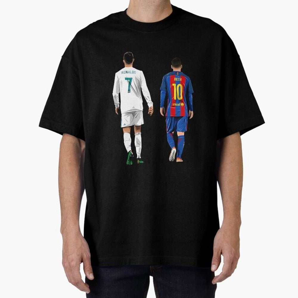Cristiano Ronaldo And Messi Oversized T-Shirt Follow Every Goal of FIFA World Cup 2026 USA Canada Mexico Built around Haaland, Brazil Energy, Match Day Excitement, Supporter Culture, Golden Goals and Global Football Passion; Ideal for Passionate