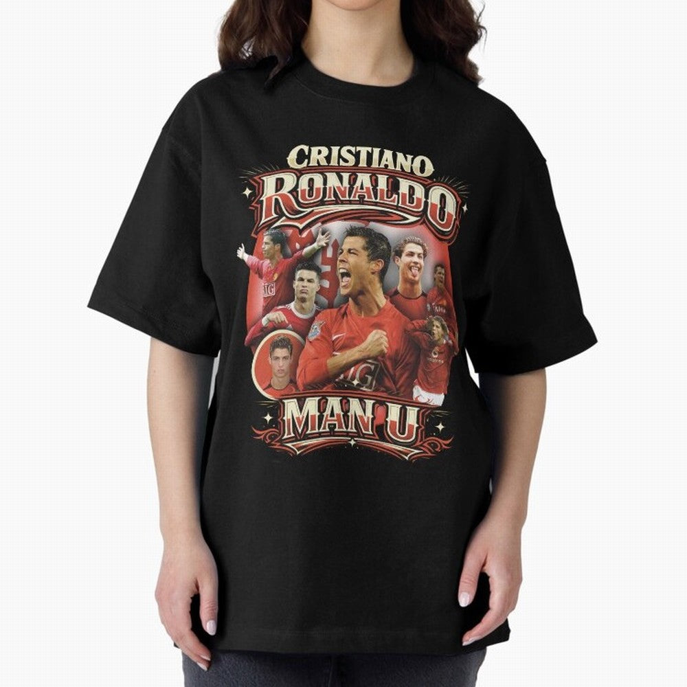 Cristiano Ronaldo Manchester United Oversized T-Shirt Follow Every Goal of Match Day Hype around FIFA World Cup 2026, CR7 and Messi, Argentina, Supporter Pride, Iconic Celebrations, Legendary Names and Global Match Day Energy; Ideal for Football