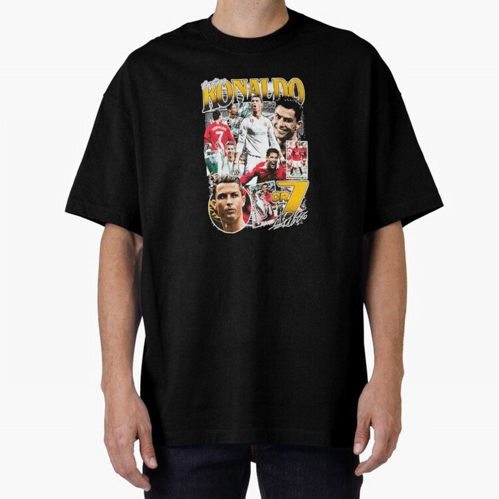 Cristiano Ronaldo Cr7 Collage Oversized T-Shirt Honor FIFA World Cup 2026 Spirit, with England, CR7, Stadium Memories, Football Loyalty, International Chants and Championship Tradition; Ideal for Fans Who Follow Messi, Cristiano Ronaldo, CR7,