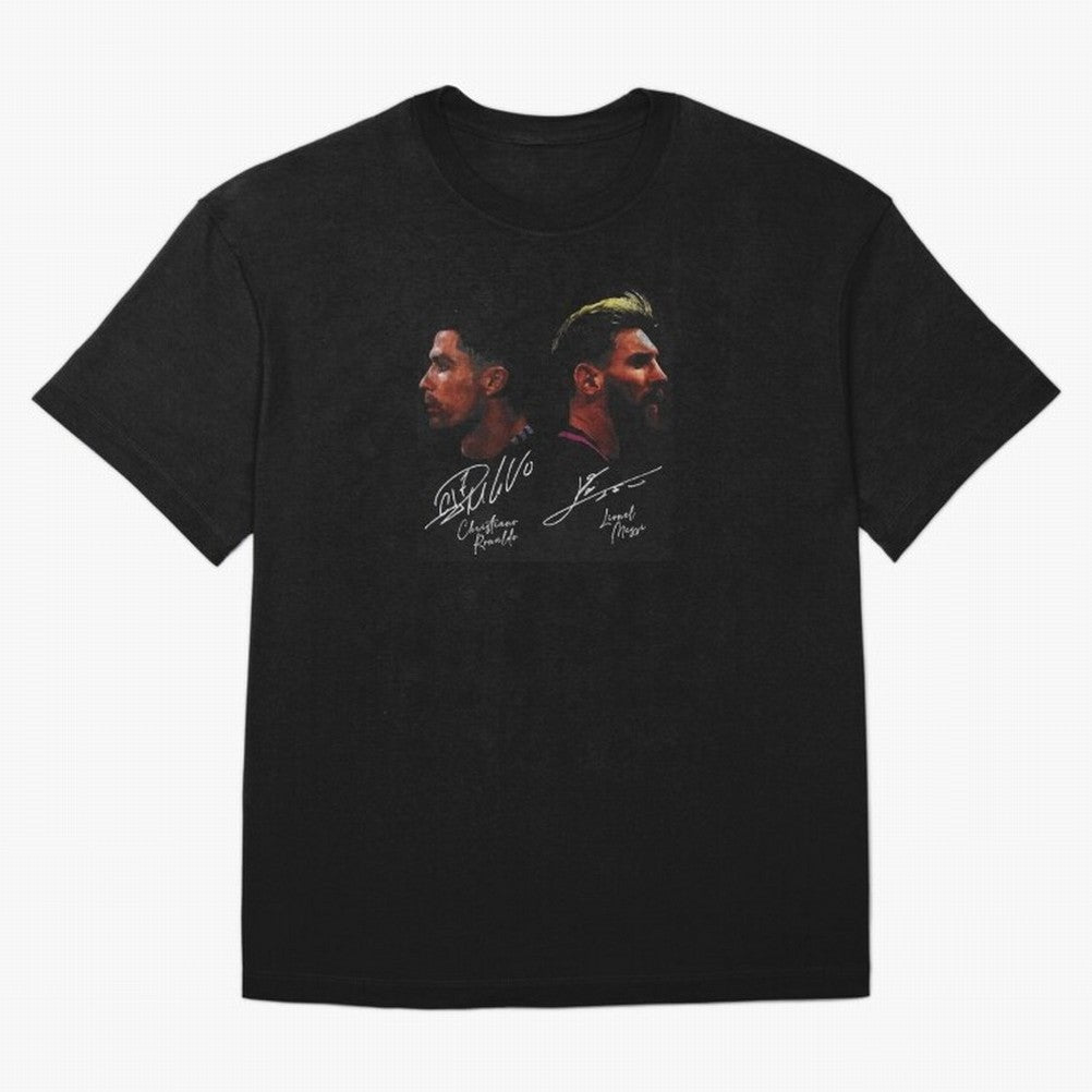Cristiano Ronaldo & Lionel Messi Signature Oversized T-Shirt Showcase FIFA World Cup 2026 Capturing Cristiano Ronaldo, Haaland and CR7, Portugal Energy, Champion Mindset, Group Stage Buzz, Knockout Tension and Passionate Fan Culture; Great for