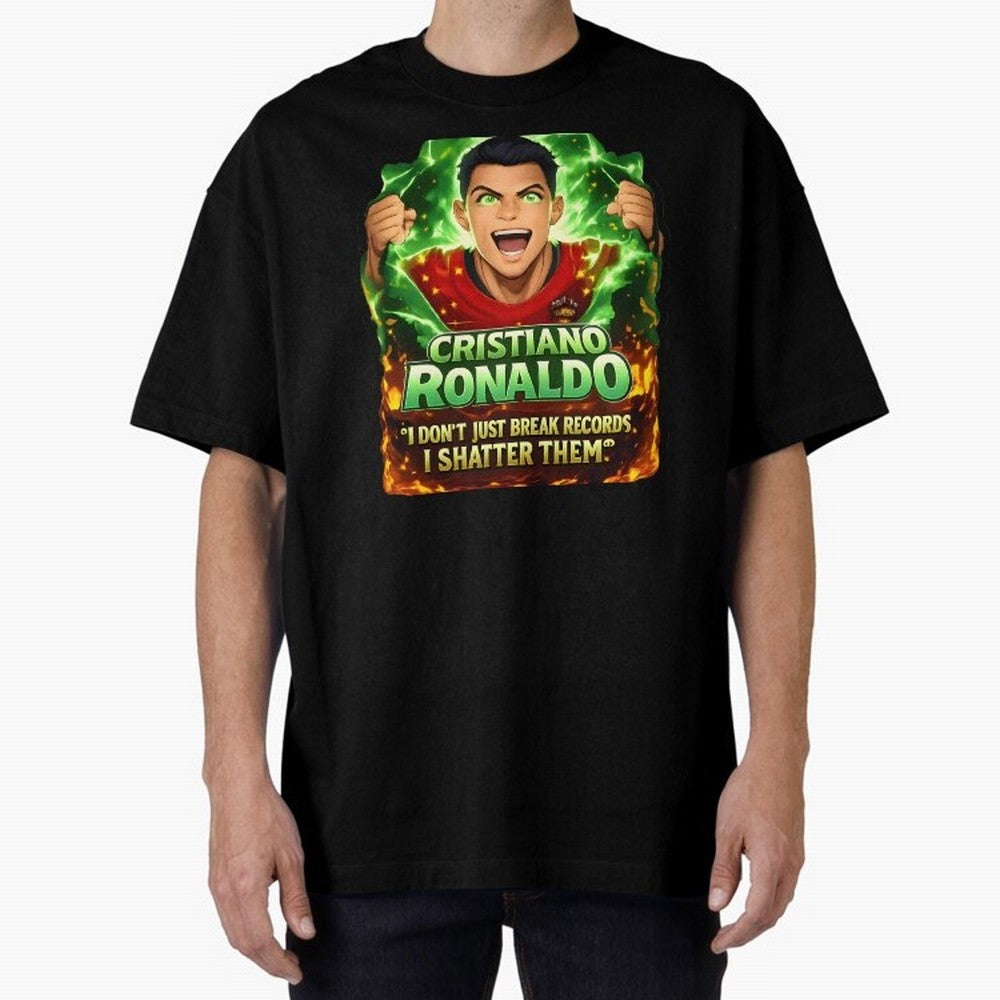 Cristiano Ronaldo Power Art Poster ¨C Legendary Football Motivation Design Oversized T-Shirt Celebrate the Road through FIFA World Cup 2026 Group Stage Spirit, Driven by France, Messi, Fan Favorite Moments, National Team Passion, Big Match Drama