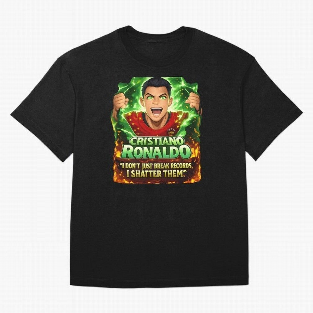 Cristiano Ronaldo Power Art Poster ¨C Legendary Football Motivation Design Oversized T-Shirt Celebrate the Road through FIFA World Cup 2026 Group Stage Spirit, Driven by France, Messi, Fan Favorite Moments, National Team Passion, Big Match Drama
