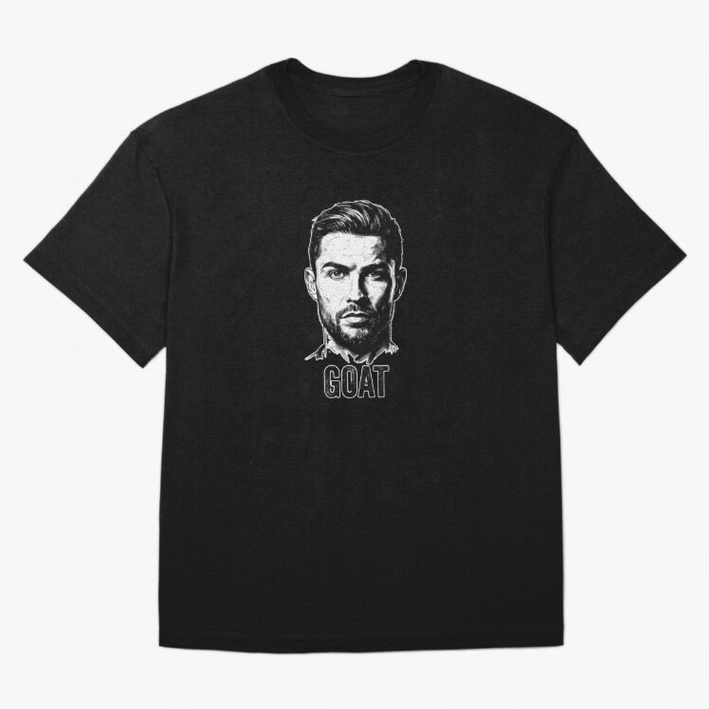 The G.O.A.T. ¨C Cristiano Ronaldo Legend Sketch Oversized T-Shirt Support Iconic Players in Match Day Hype around FIFA World Cup 2026 Group Stage, Mbappe, Argentina, Classic Soccer Heritage, Championship Pressure, Fan Loyalty and International