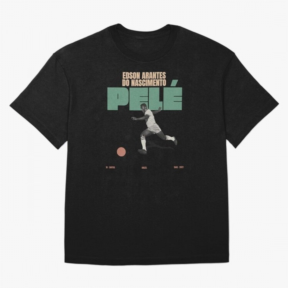 Pele Minimalist Oversized T-Shirt Stand with Match Day Hype around FIFA World Cup 2026 USA Canada Mexico, Neymar, Haaland and Cristiano Ronaldo, Netherlands, Supporter Pride, Iconic Celebrations, Legendary Names and Global Match Day Energy; Built