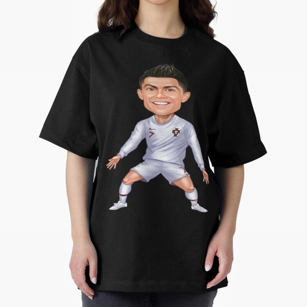 Cristiano Ronaldo Cartoon Oversized T-Shirt Celebrate Football Heritage in FIFA World Cup 2026 USA Canada Mexico Highlighting Neymar, Spain Energy, Classic Soccer Heritage, Championship Pressure, Fan Loyalty and International Pride; Perfect for
