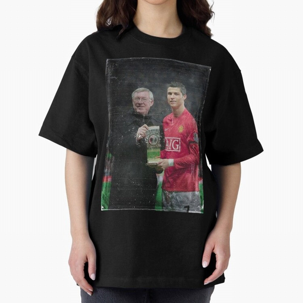 Cristiano Ronaldo and Sir Alex Ferguson Oversized T-Shirt Share the Excitement of FIFA World Cup 2026 USA Canada Mexico for Fans of Messi and Cristiano Ronaldo and Netherlands, Bringing Football Passion, Legendary Performances, Festival Vibes and