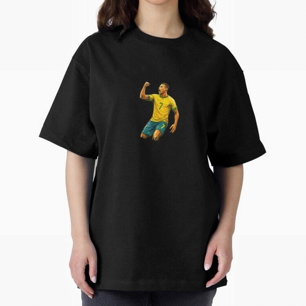 Energetic Soccer Celebration ¨C Number 7 Sketch Art Oversized T-Shirt Support the Legends of the FIFA World Cup 2026 Group Stage Journey through Messi, Neymar and Mbappe Highlights, England, France and Netherlands Pride, Vintage Soccer Flavor,