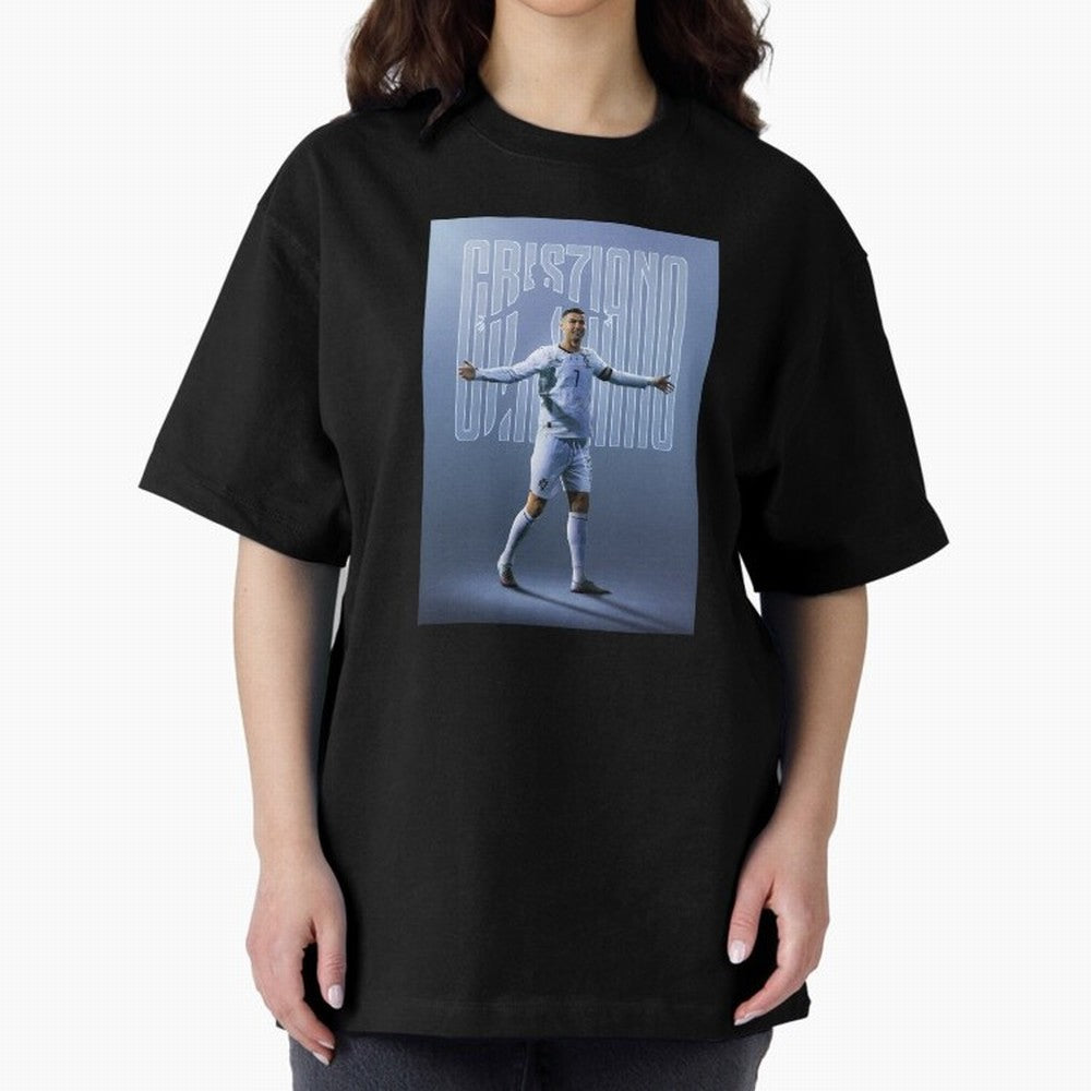 Football Royalty: Cristiano Ronaldo Oversized T-Shirt Show Match Day Excitement for Match Day Hype around FIFA World Cup 2026 Group Stage, Messi, Neymar and Mbappe, Brazil, Portugal and Argentina, Sports Nostalgia, International Competition, Famous