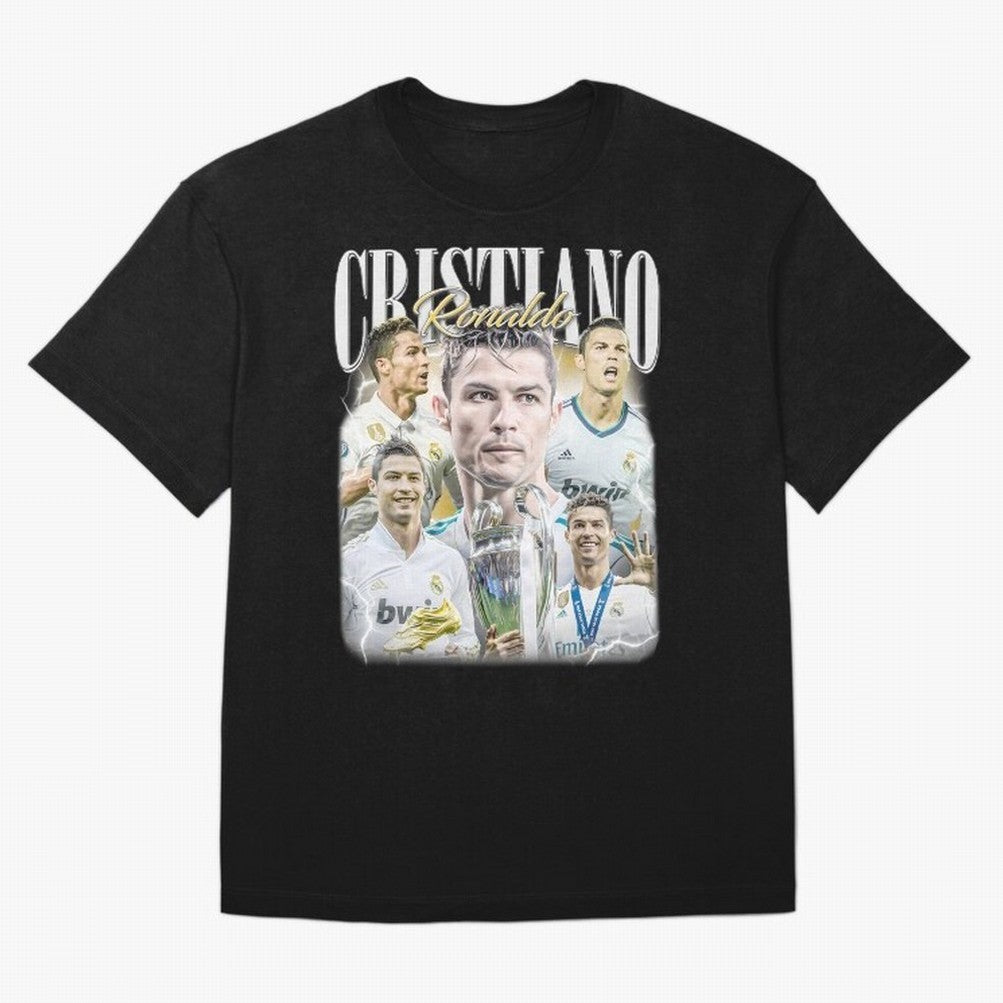 Cr7 Vintage Tribute: Soccer Legend Collage | Limited Edition Oversized T-Shirt Elevate FIFA World Cup 2026 Group Stage Spirit, Celebrating England, Haaland and Mbappe, Football Festival Excitement, Trophy Ambitions, Country Rivalries and Star