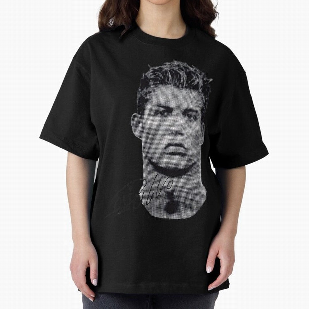 Retro Football Legend Portrait Illustration For Men And Gift For Soccer Fans Oversized T-Shirt Bring Trophy Dreams to FIFA World Cup 2026 USA Canada Mexico for Fans of Messi, CR7 and Mbappe and Brazil, Portugal and Argentina, Bringing Goal