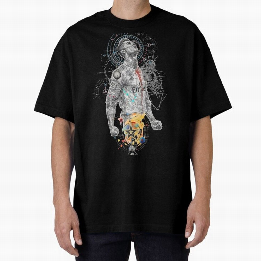 Cristiano Ronaldo Football Playmaker Oversized T-Shirt Honor Football Greatness during FIFA World Cup 2026 Spirit, Built around Argentina, Mbappe and Neymar, Football Festival Excitement, Trophy Ambitions, Country Rivalries and Star Player Buzz;