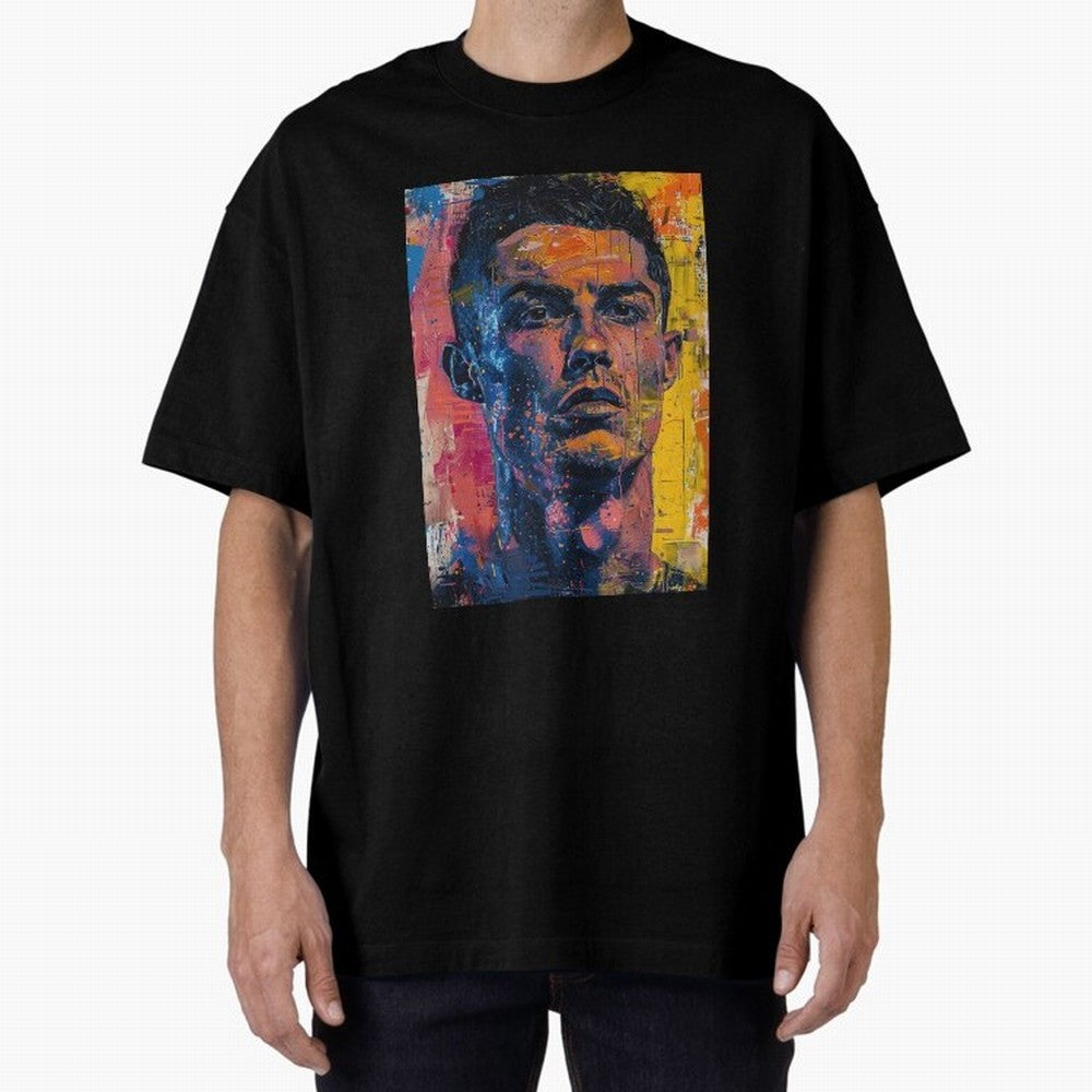 Cristiano Ronaldo illustration Oversized T-Shirt Show Match Day Excitement for FIFA World Cup 2026 Group Stage Spirit, Connected to Brazil, CR7, Classic Soccer Heritage, Championship Pressure, Fan Loyalty and International Pride; Built for
