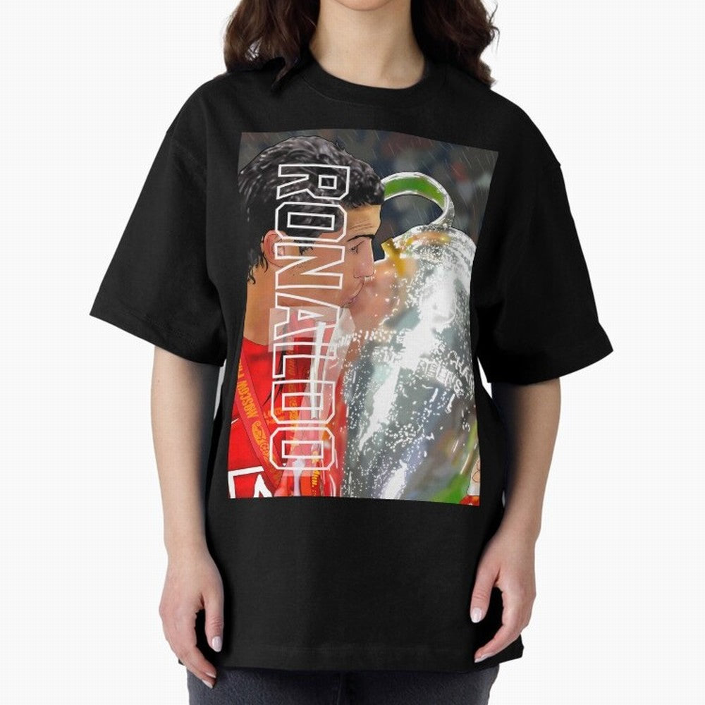 Cristiano Ronaldo ¨C 2008 Manchester United Champions League Glory Artwork by GrizzlyGFX Oversized T-Shirt Honor Football Greatness during the FIFA World Cup 2026 Journey through CR7 and Messi Highlights, Portugal Pride, Championship Spirit, Famous