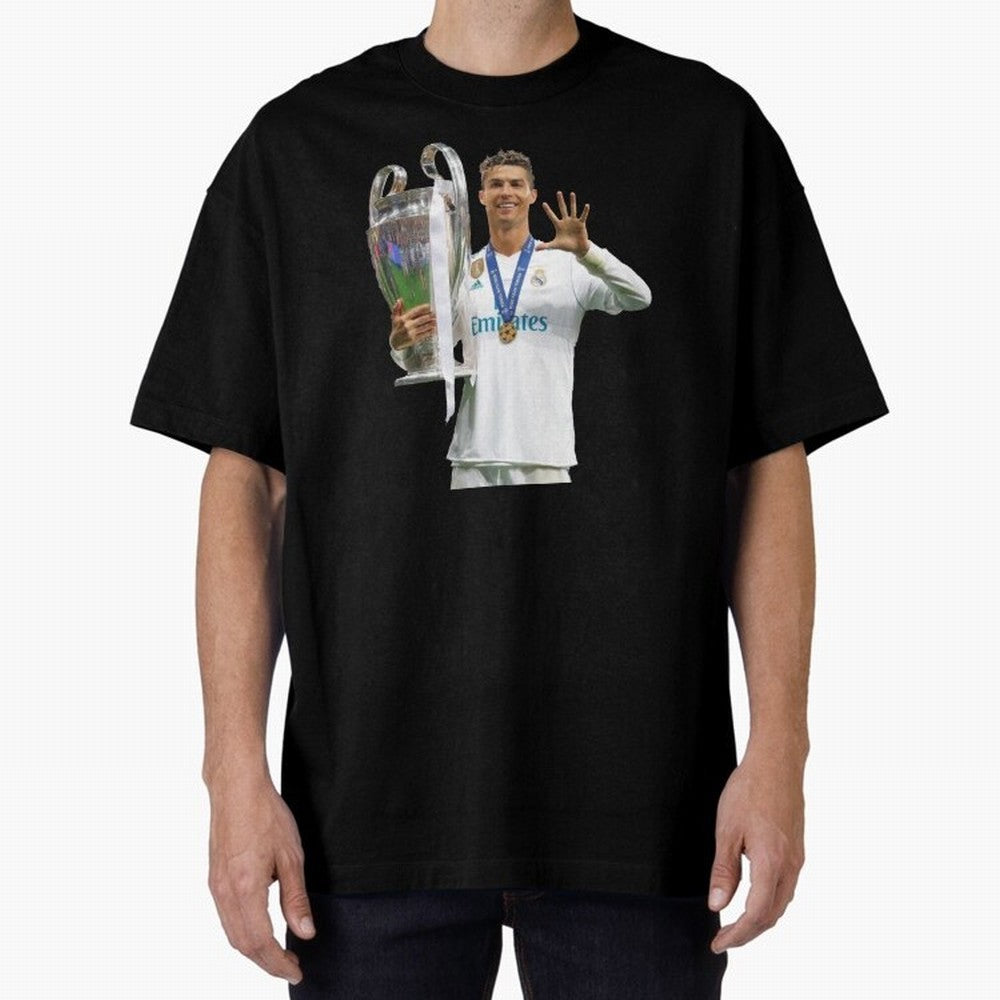 Cristiano Ronaldo with the cup Oversized T-Shirt Represent FIFA World Cup 2026 USA Canada Mexico with Cristiano Ronaldo, Germany Energy, Football Festival Excitement, Trophy Ambitions, Country Rivalries and Star Player Buzz; Perfect for Supporters