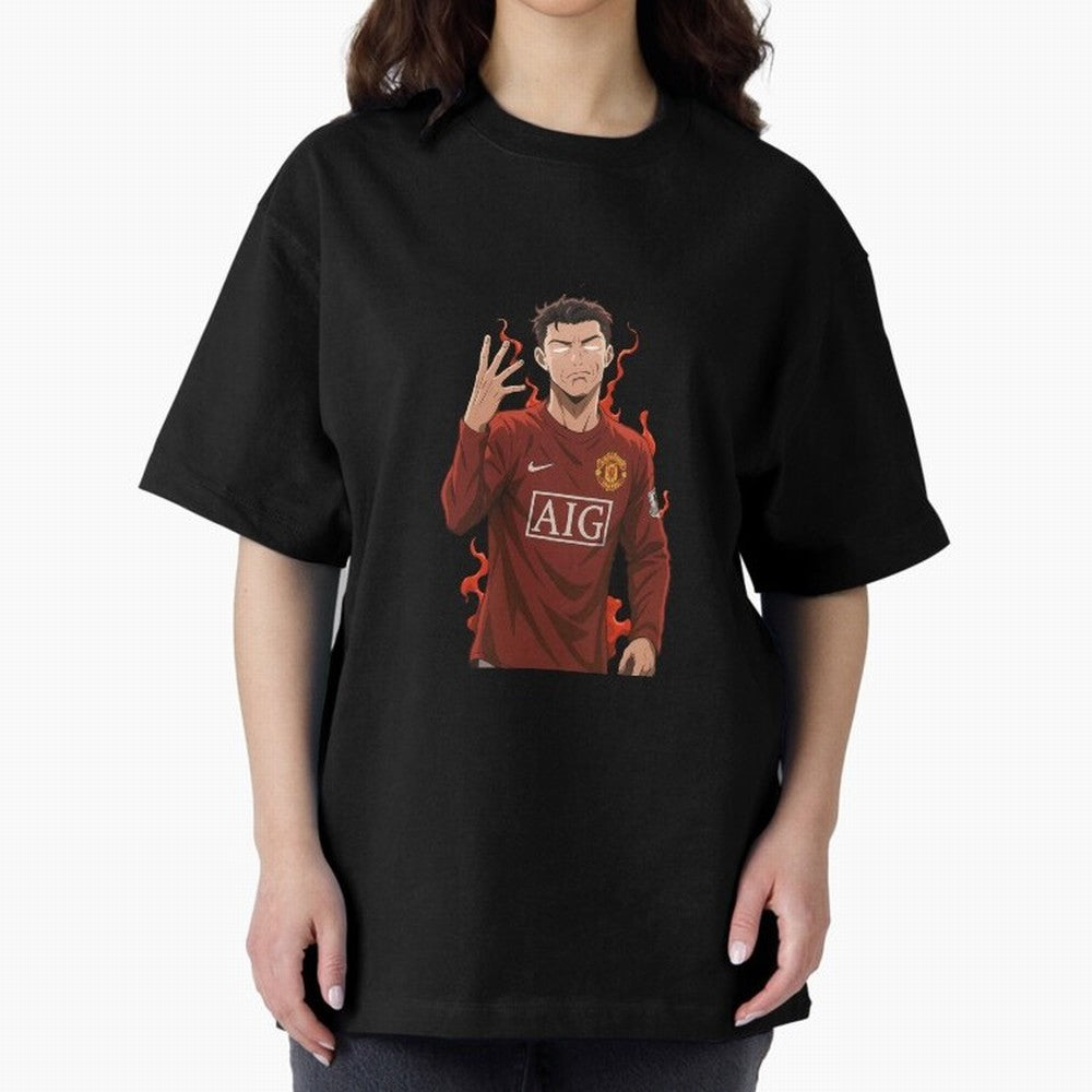 Cristiano Ronaldo Anime Art ¨C Blue Lock Inspired Football Legend Oversized T-Shirt Represent Football Lovers during FIFA World Cup 2026 Group Stage Spirit, Connected to England, CR7, Supporter Pride, Iconic Celebrations, Legendary Names and Global
