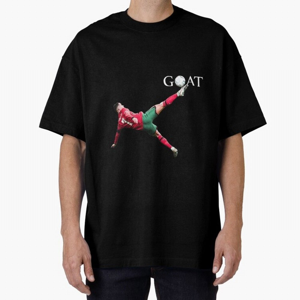 GOAT in Motion: Ronaldo's Iconic Bicycle Kick Oversized T-Shirt Cheer for Global Football Passion for FIFA World Cup 2026, Highlighting Messi, Neymar and Mbappe, England and Germany, Championship Spirit, Famous Goals, Roaring Crowds and