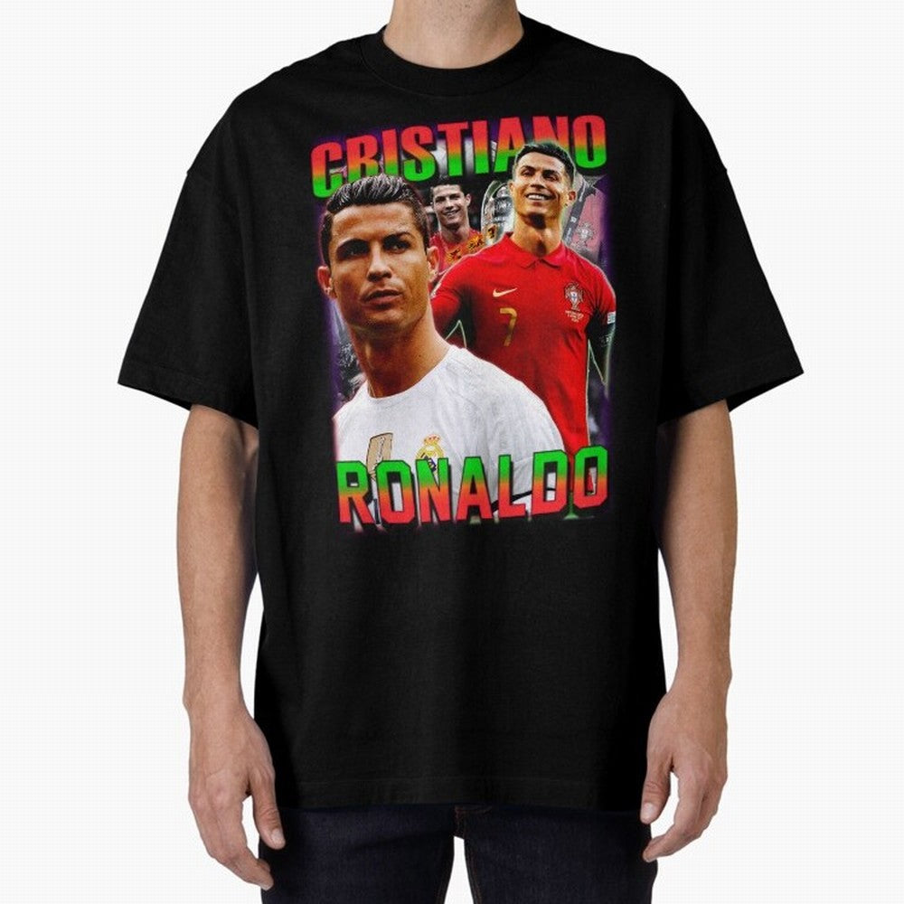Cristiano Ronaldo Graphic Oversized T-Shirt Celebrate the Magic of FIFA World Cup 2026 for Fans of Cristiano Ronaldo and Argentina and Brazil, Bringing Fan Favorite Moments, National Team Passion, Big Match Drama and Soccer History; Great for Watch