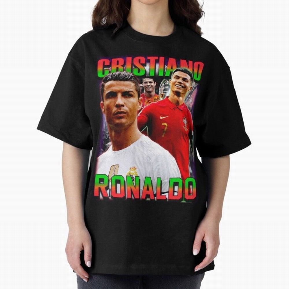 Cristiano Ronaldo Graphic Oversized T-Shirt Celebrate the Magic of FIFA World Cup 2026 for Fans of Cristiano Ronaldo and Argentina and Brazil, Bringing Fan Favorite Moments, National Team Passion, Big Match Drama and Soccer History; Great for Watch