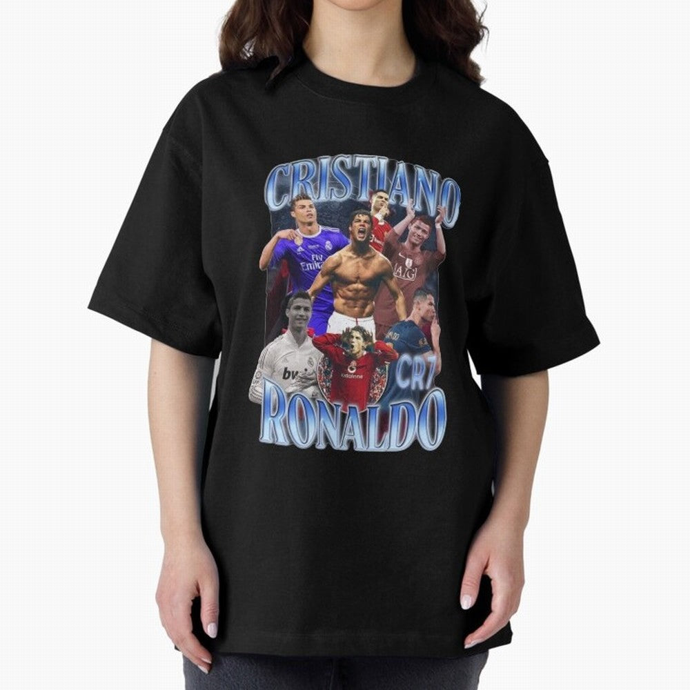 Cristiano Ronaldo GOAT Oversized T-Shirt Relive Legendary Nights from FIFA World Cup 2026 for Fans of Cristiano Ronaldo, Haaland and CR7 and Spain and Netherlands, Bringing Vintage Soccer Flavor, Modern Football Stars, National Flags and Final