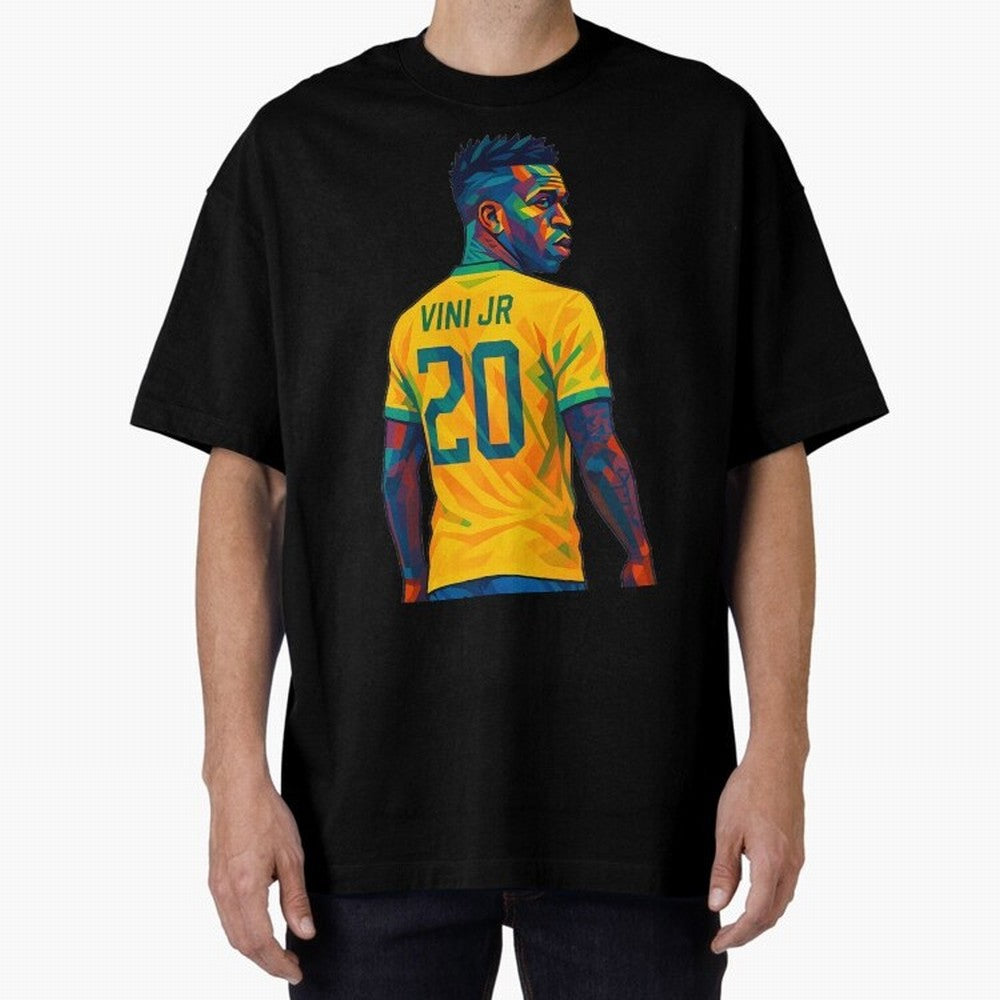 Vini Jr. Oversized T-Shirt Support Your Favorite Stars during FIFA World Cup 2026 Spirit, Highlighting Argentina and Brazil, Cristiano Ronaldo, Supporter Pride, Iconic Celebrations, Legendary Names and Global Match Day Energy; Great for Supporters