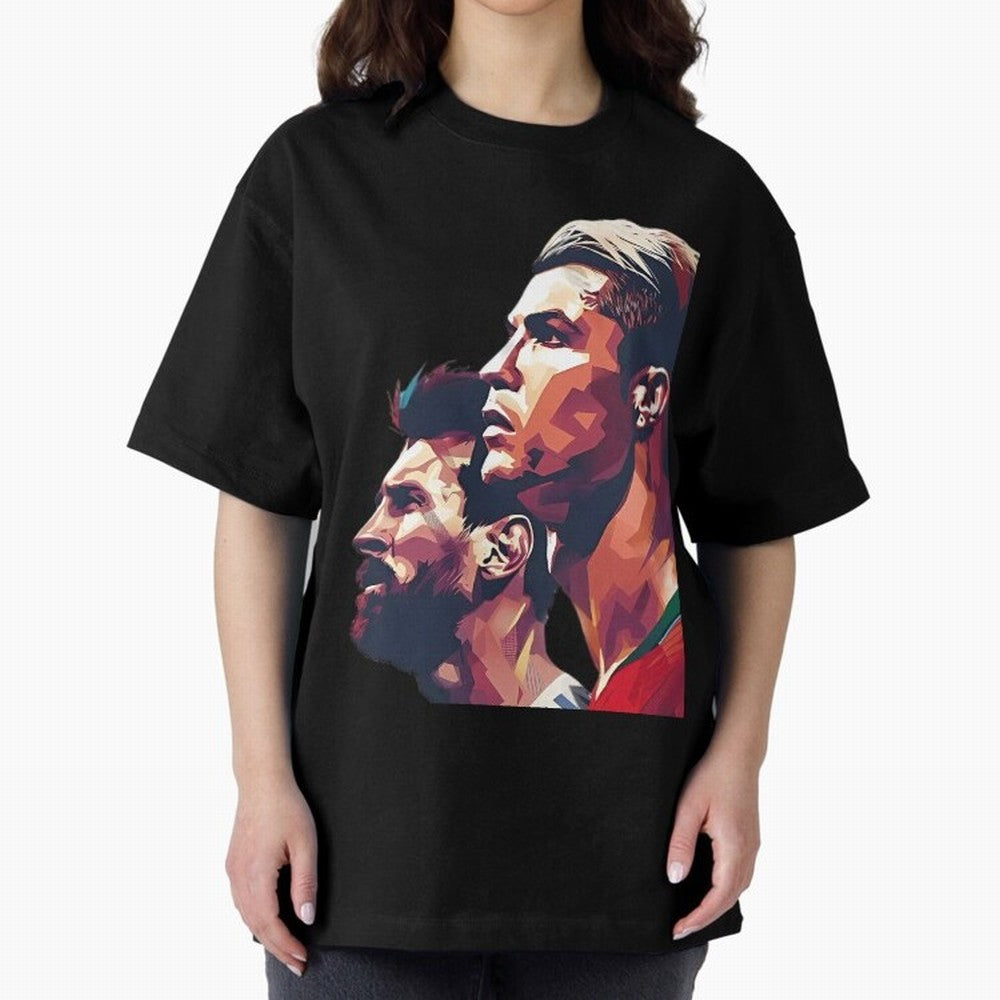 ronaldo and messi - Goat Oversized T-Shirt Stand Out with Spirit from FIFA World Cup 2026 Group Stage for Fans of Mbappe and Neymar and Brazil, Bringing Tournament Hype, Historic Matchups, Family Viewing Parties and Global Sports Pride; Great for