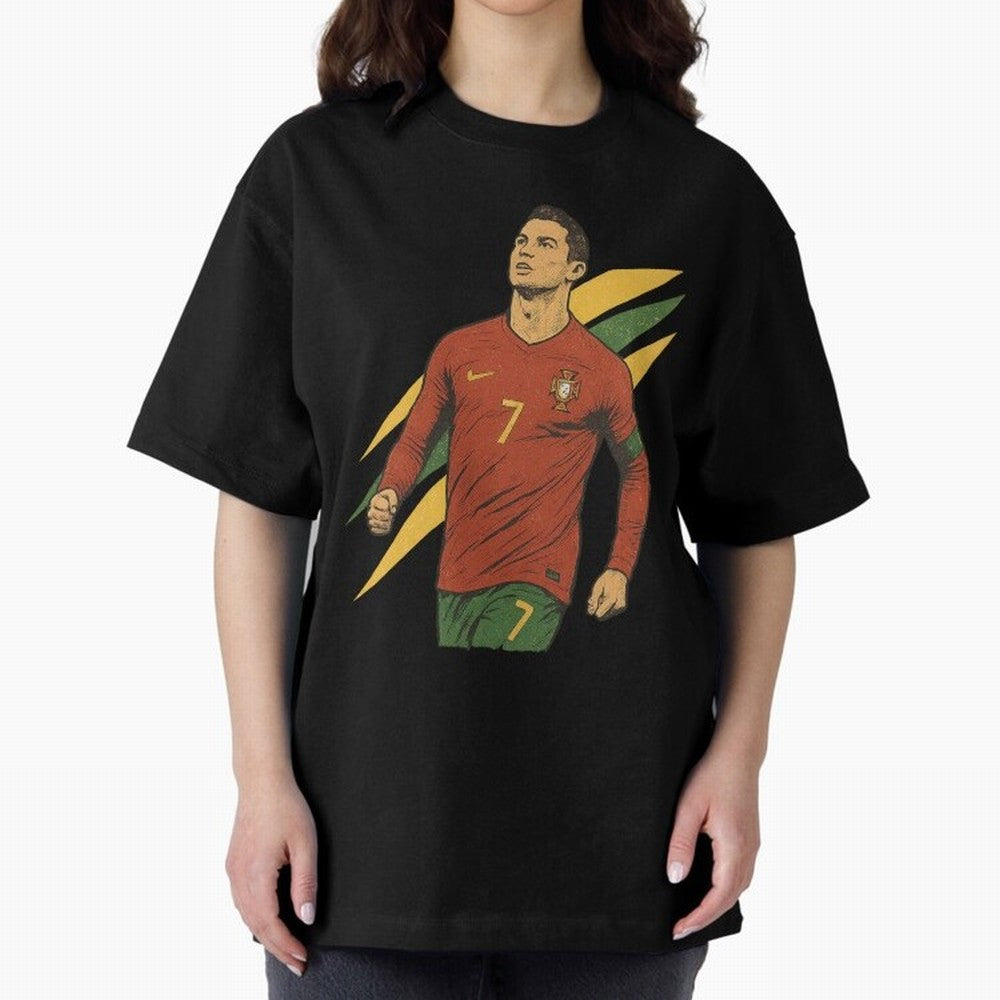 Cristiano Ronaldo Retro Portugal Football Art ¨C Vintage Supporter Design Oversized T-Shirt Bring a Vintage Feel to FIFA World Cup 2026 USA Canada Mexico Made for Messi, England Energy, Football History, Final Match Energy, Crowd Noise and Once in