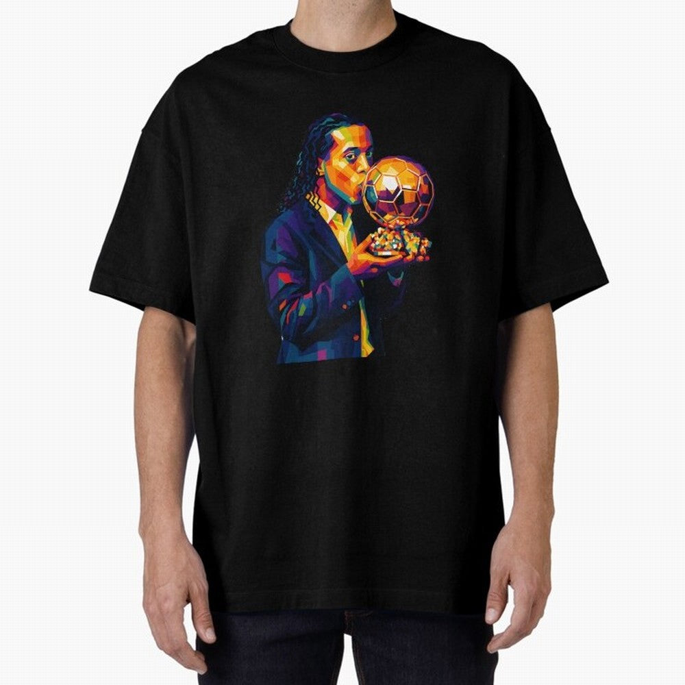 Ronaldinho Wpap Art Oversized T-Shirt Cheer for FIFA World Cup 2026 for Fans of Neymar and Netherlands, Bringing Football Passion, Legendary Performances, Festival Vibes and Supporter Community; Great for Watch Parties, Sports Bars, Family Nights,