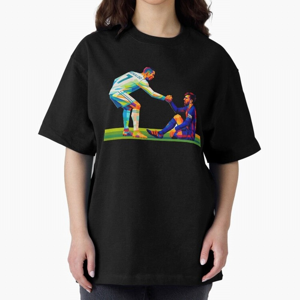Cristiano Ronaldo & Messi Wpap Art Oversized T-Shirt Keep the Legacy of FIFA World Cup 2026 Spirit, Filled with England and Germany, Messi, Neymar and Mbappe, Football Passion, Legendary Performances, Festival Vibes and Supporter Community; Ideal