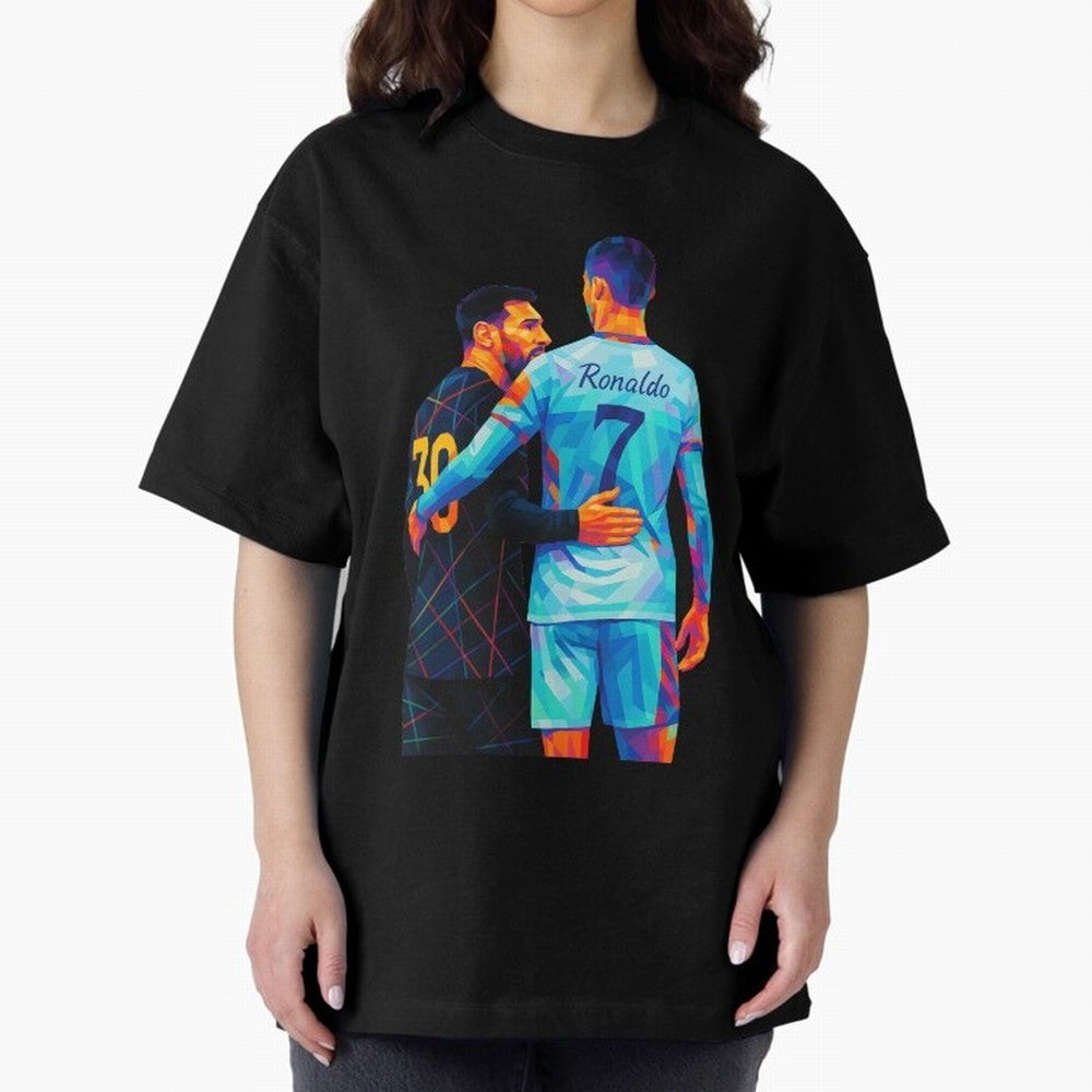Cristiano Ronaldo & Messi Wpap Art Oversized T-Shirt Bring Match Day Fire to FIFA World Cup 2026 USA Canada Mexico Celebrating Haaland and Mbappe, Portugal, Spain and Germany Energy, Football Passion, Legendary Performances, Festival Vibes and
