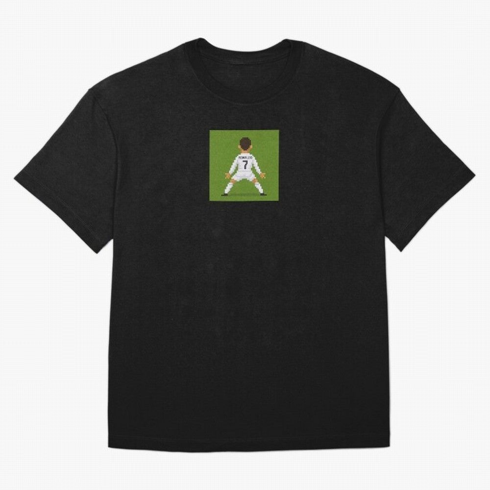 Cristiano Ronaldo Real Madrid Pixel Siuuu Art Oversized T-Shirt Bring a Vintage Feel to Global Football Passion for FIFA World Cup 2026, Centered on Messi, CR7 and Mbappe, Netherlands, Soccer Culture, Superstar Moments, National Team Dreams and