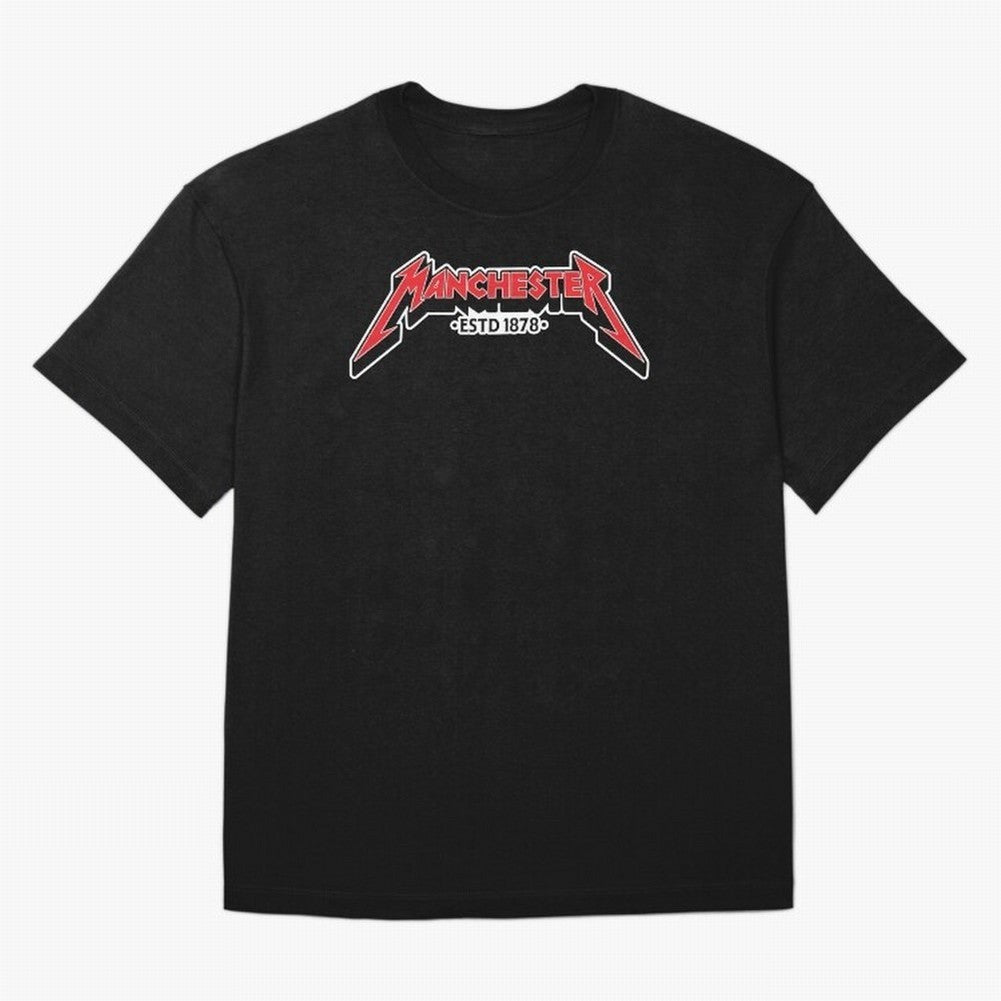 Manchester United Metal Font Oversized T-Shirt Carry the Colors and Pride of FIFA World Cup 2026 USA Canada Mexico Spirit, Inspired by Brazil, Portugal and Argentina, Mbappe, Soccer Culture, Superstar Moments, National Team Dreams and Competitive