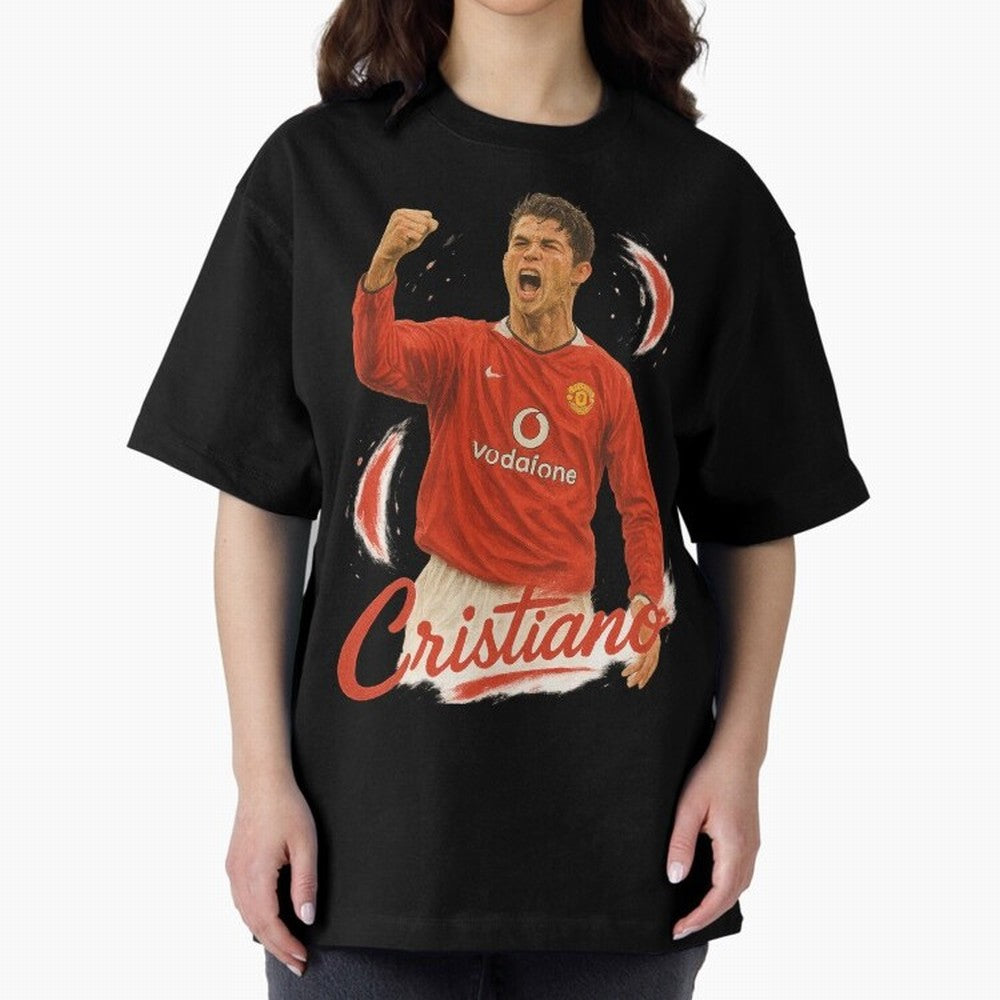 Young Cristiano Ronaldo Man United Art ¨C Rising Soccer Legend Tribute	 Oversized T-Shirt Make Every Kick Count in the FIFA World Cup 2026 Group Stage Journey through Mbappe and Neymar Highlights, Argentina, France and Brazil Pride, Retro Football