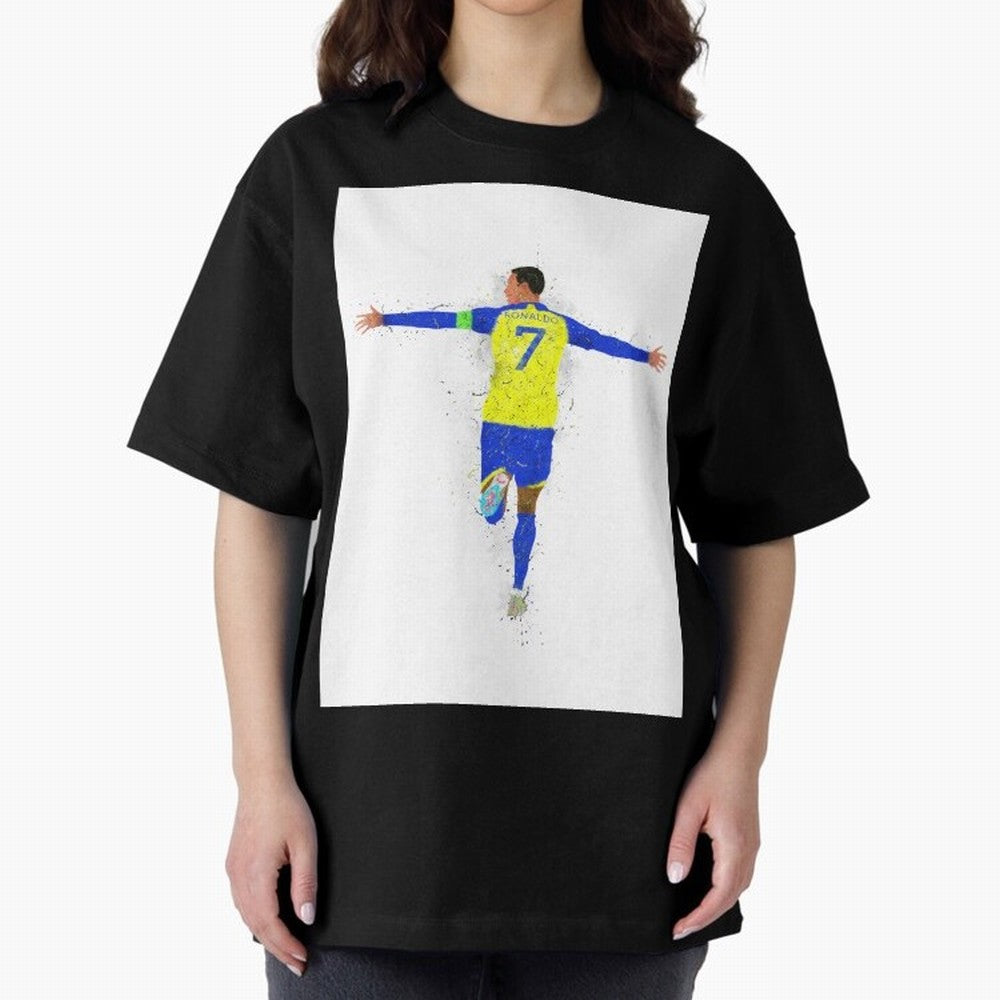 Cristiano Ronaldo Al Nassr Football Oversized T-Shirt Celebrate Football Dreams Across Global Football Passion for FIFA World Cup 2026 Group Stage, Centered on Haaland, Portugal, Global Supporter Spirit, Legendary Goals, National Colors and