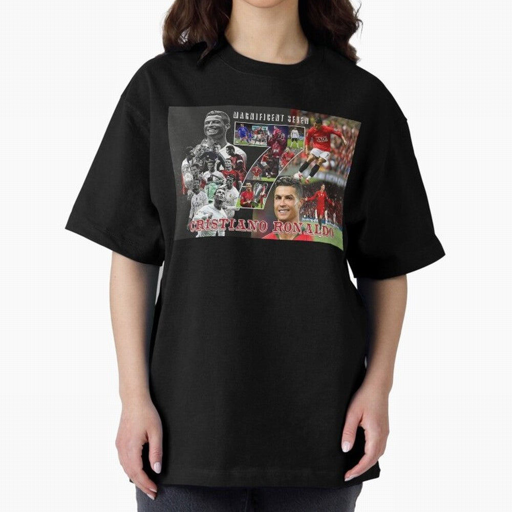 Cristiano Ronaldo - Magnificent 7 Poster Oversized T-Shirt Experience the Global Stage of FIFA World Cup 2026 USA Canada Mexico Spirit, Filled with Spain and Netherlands, Messi and Cristiano Ronaldo, Supporter Pride, Iconic Celebrations, Legendary