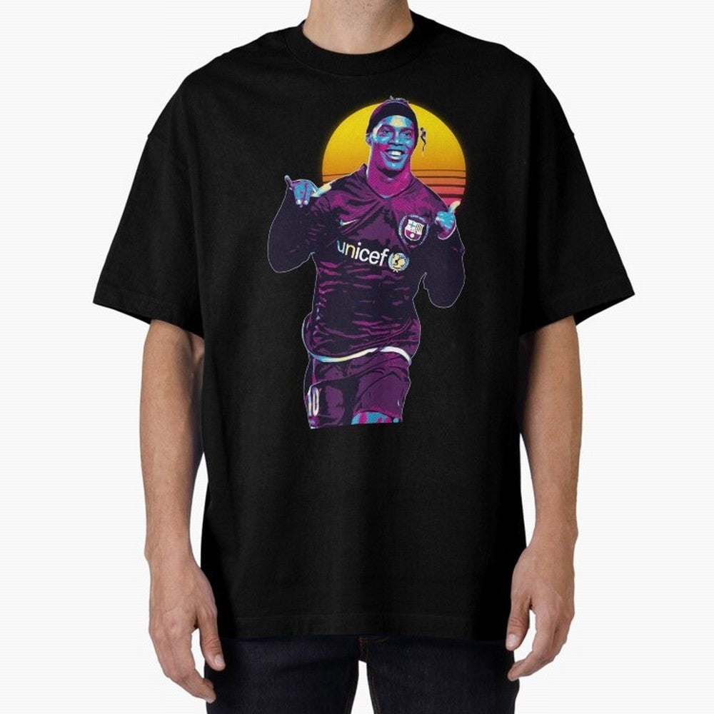 ronaldinho retro Oversized T-Shirt Show Fan Pride Across FIFA World Cup 2026 Group Stage Inspired by Mbappe, Germany Energy, Fan Favorite Moments, National Team Passion, Big Match Drama and Soccer History; Ideal for Fans Who Follow Messi, Cristiano
