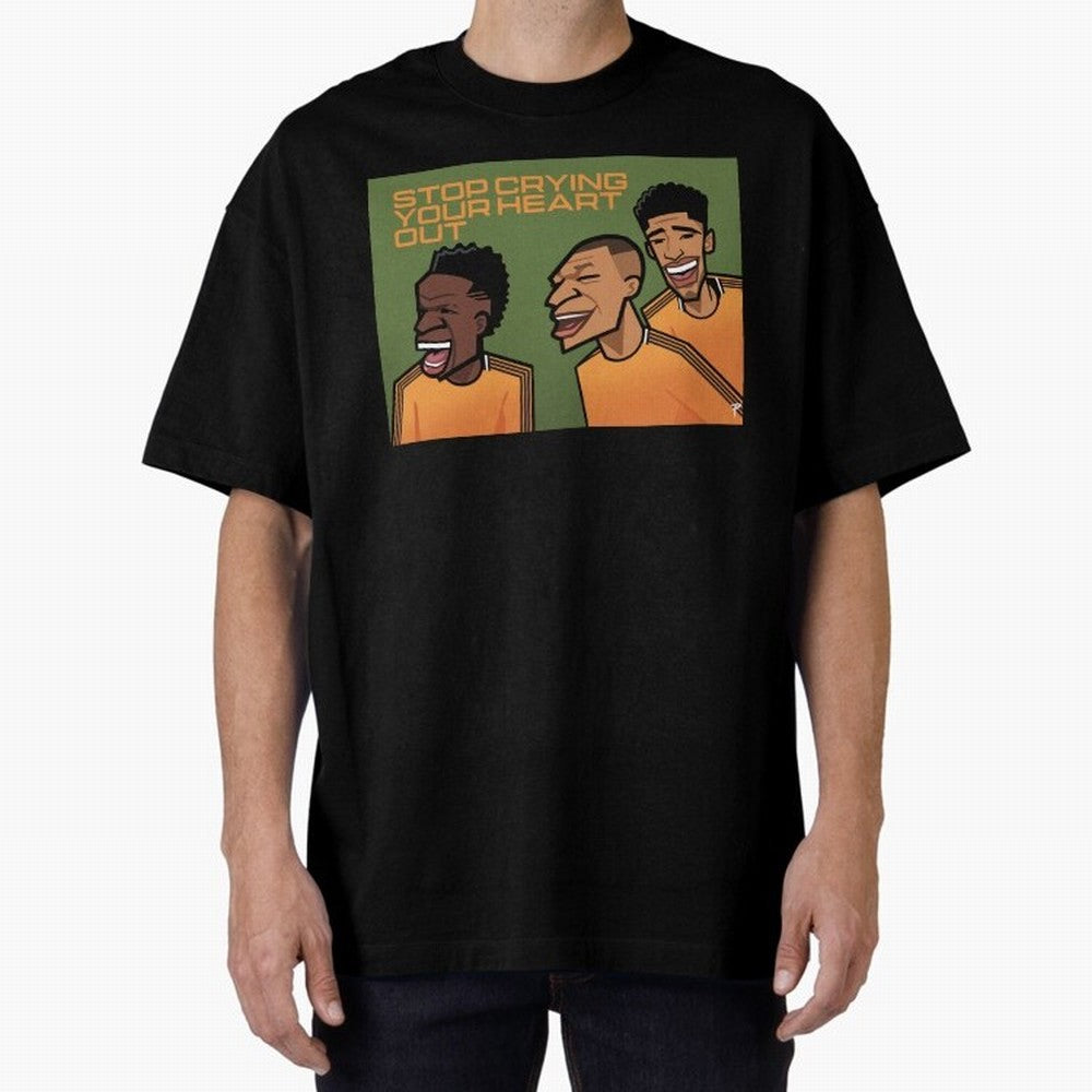 stop crying your heart out Oversized T-Shirt Relive Legendary Nights from FIFA World Cup 2026 Featuring Haaland and Mbappe, Portugal Energy, Vintage Soccer Flavor, Modern Football Stars, National Flags and Final Night Emotion; Ideal for Fans Who