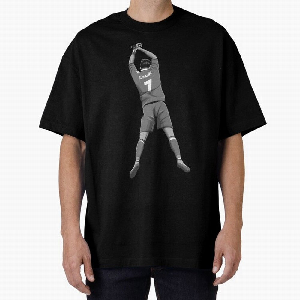 Cristiano Ronaldo Black and White Version Oversized T-Shirt Wear the Spirit of Global Football Passion for FIFA World Cup 2026 USA Canada Mexico, Filled with Messi, CR7 and Mbappe, England and Germany, Tournament Hype, Historic Matchups, Family