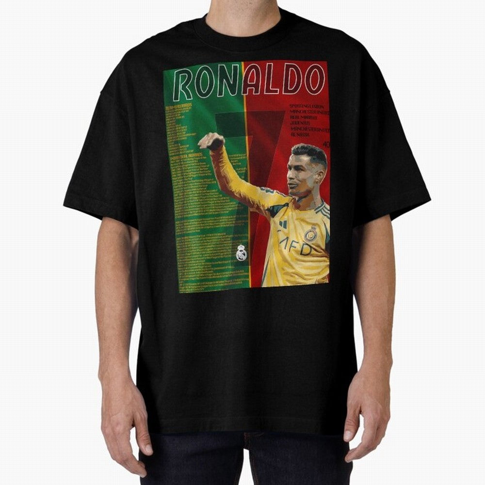 cristiano ronaldo 40th birthday tribute poster Oversized T-Shirt Spotlight FIFA World Cup 2026 Group Stage Spirit, Highlighting England and Germany, Neymar, Goal Celebration Energy, Supporter Heritage, Football Icons and Worldwide Tournament Joy;
