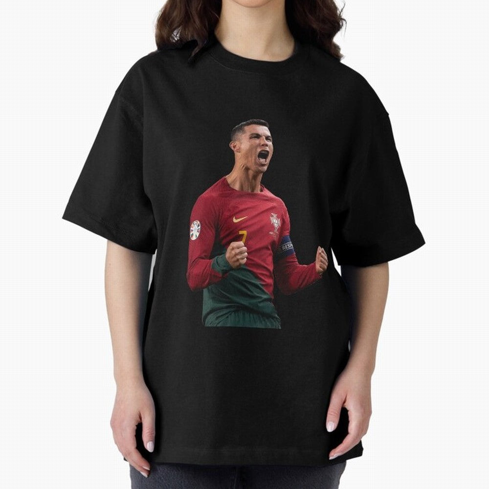 Cristiano Ronaldo T-Shirt Oversized T-Shirt Celebrate the Road through Global Football Passion for FIFA World Cup 2026 Group Stage, Highlighting Mbappe, France and Portugal, Goal Celebration Energy, Supporter Heritage, Football Icons and Worldwide