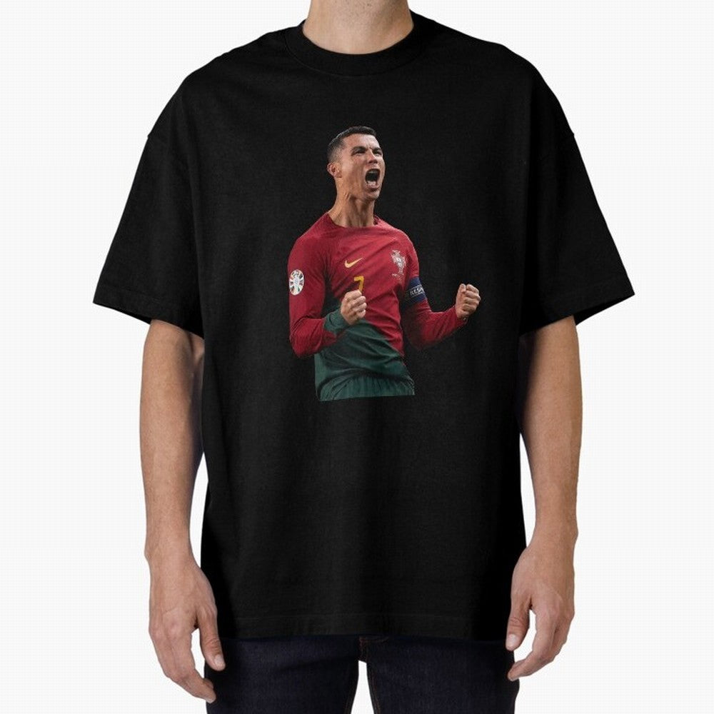 Cristiano Ronaldo T-Shirt Oversized T-Shirt Celebrate the Road through Global Football Passion for FIFA World Cup 2026 Group Stage, Highlighting Mbappe, France and Portugal, Goal Celebration Energy, Supporter Heritage, Football Icons and Worldwide