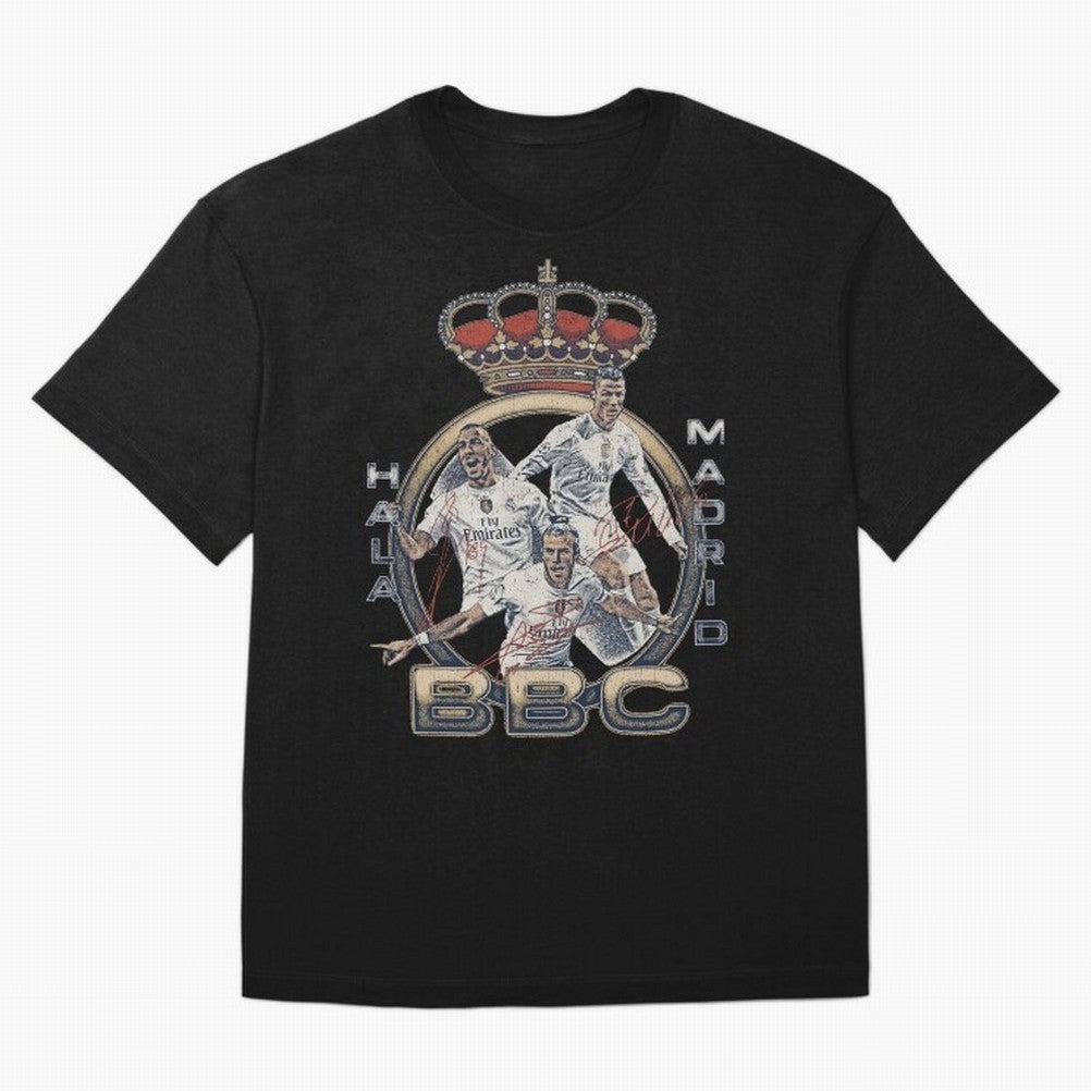 BBC of Real Madrid Oversized T-Shirt Carry the Dream of FIFA World Cup 2026 Group Stage Spirit, Featuring France and Portugal, Haaland, Worldwide Fan Energy, Dramatic Goals, Stadium Lights and Championship Celebrations; Perfect for Fans,