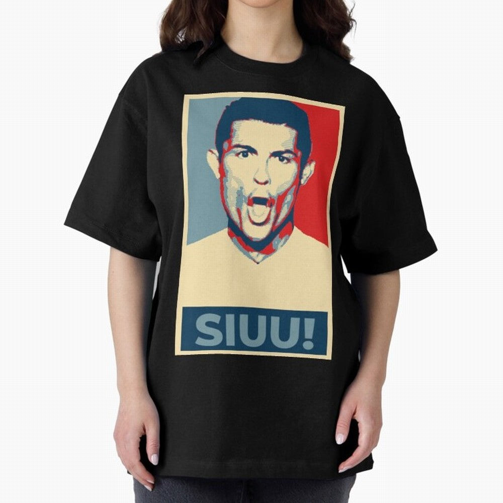 Ronaldo Siuu! - Hope Oversized T-Shirt Upgrade FIFA World Cup 2026 USA Canada Mexico Centered on Messi, CR7 and Mbappe, Spain Energy, Retro Football Energy, Iconic Rivalries, Trophy Chase Drama and Stadium Atmosphere; Perfect for People Who Love