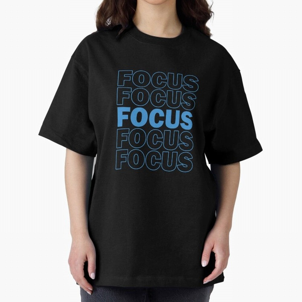 Focus Focus Focus (Blue) Oversized T-Shirt Bring Trophy Dreams to FIFA World Cup 2026 USA Canada Mexico Centered on Mbappe, Brazil, Portugal and Argentina Energy, Stadium Chants, National Pride, Trophy Dreams and Unforgettable Football Memories;