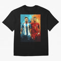 Lionel Messi and Cristiano Ronaldo Oversized T-Shirt Fuel FIFA World Cup 2026 Group Stage Celebrating Cristiano Ronaldo, Haaland and CR7, Argentina Energy, Championship Spirit, Famous Goals, Roaring Crowds and International Football Unity; Made for