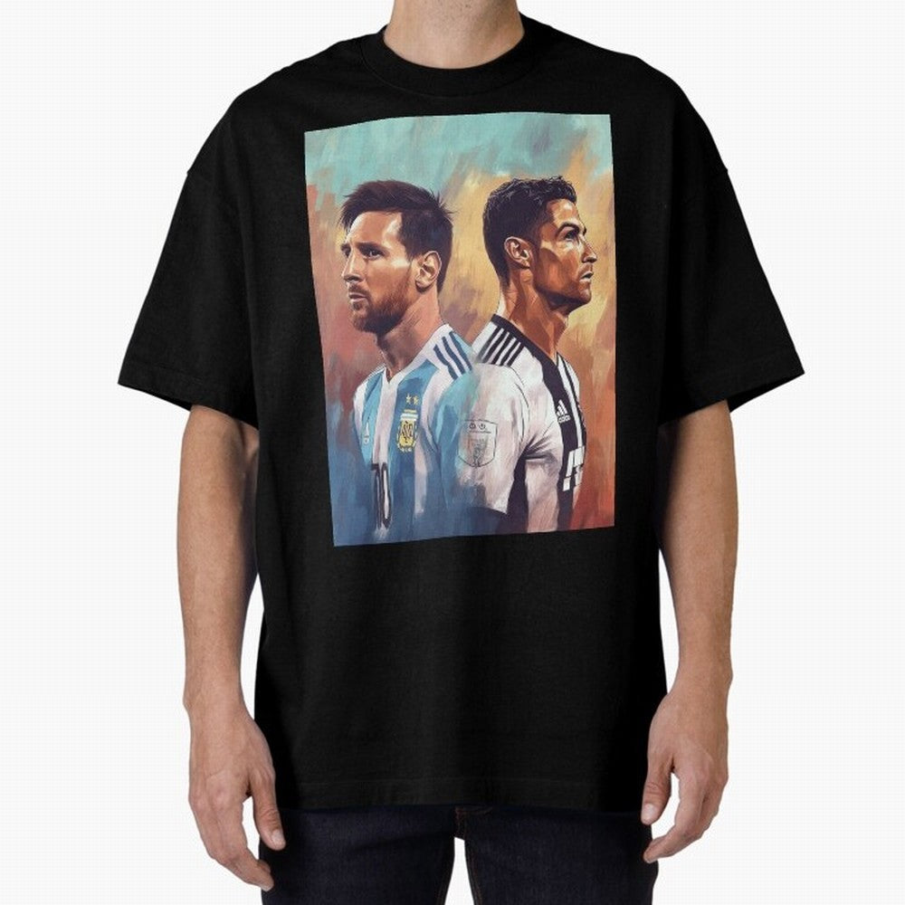 Lionel Messi and Cristiano Ronaldo Oversized T-Shirt Create the FIFA World Cup 2026 Group Stage Journey through CR7 and Messi Highlights, France Pride, Champion Mindset, Group Stage Buzz, Knockout Tension and Passionate Fan Culture; Perfect for