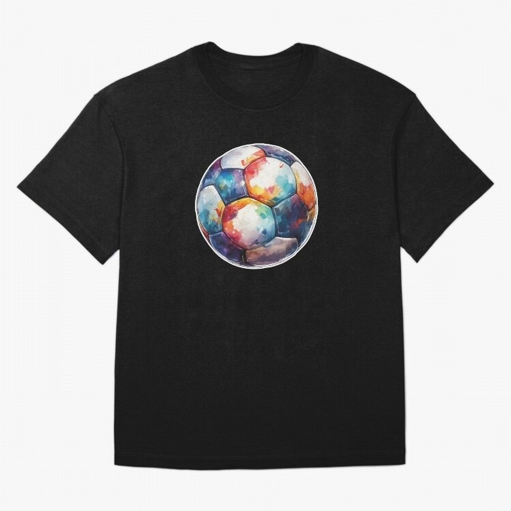 Football Soccer Ball Watercolor Illustration Drawing (Gray Blue BG) Oversized T-Shirt Celebrate Supporters United by Global Football Passion for FIFA World Cup 2026 USA Canada Mexico, Filled with Cristiano Ronaldo, Haaland and CR7, England, France