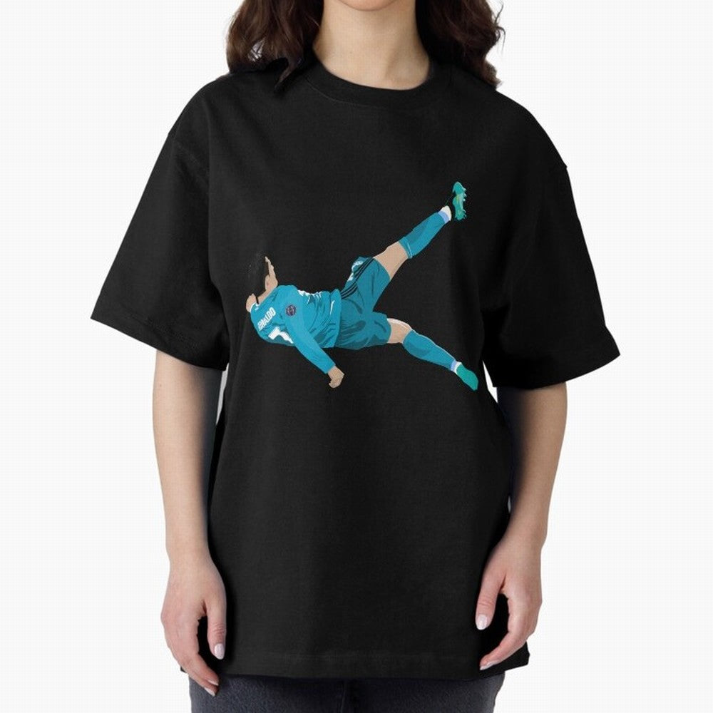 Cristiano Ronaldo Bicycle Kick Oversized T-Shirt Bring a Vintage Feel to FIFA World Cup 2026 Featuring Messi, Neymar and Mbappe, Netherlands Energy, Football Festival Excitement, Trophy Ambitions, Country Rivalries and Star Player Buzz; Made for