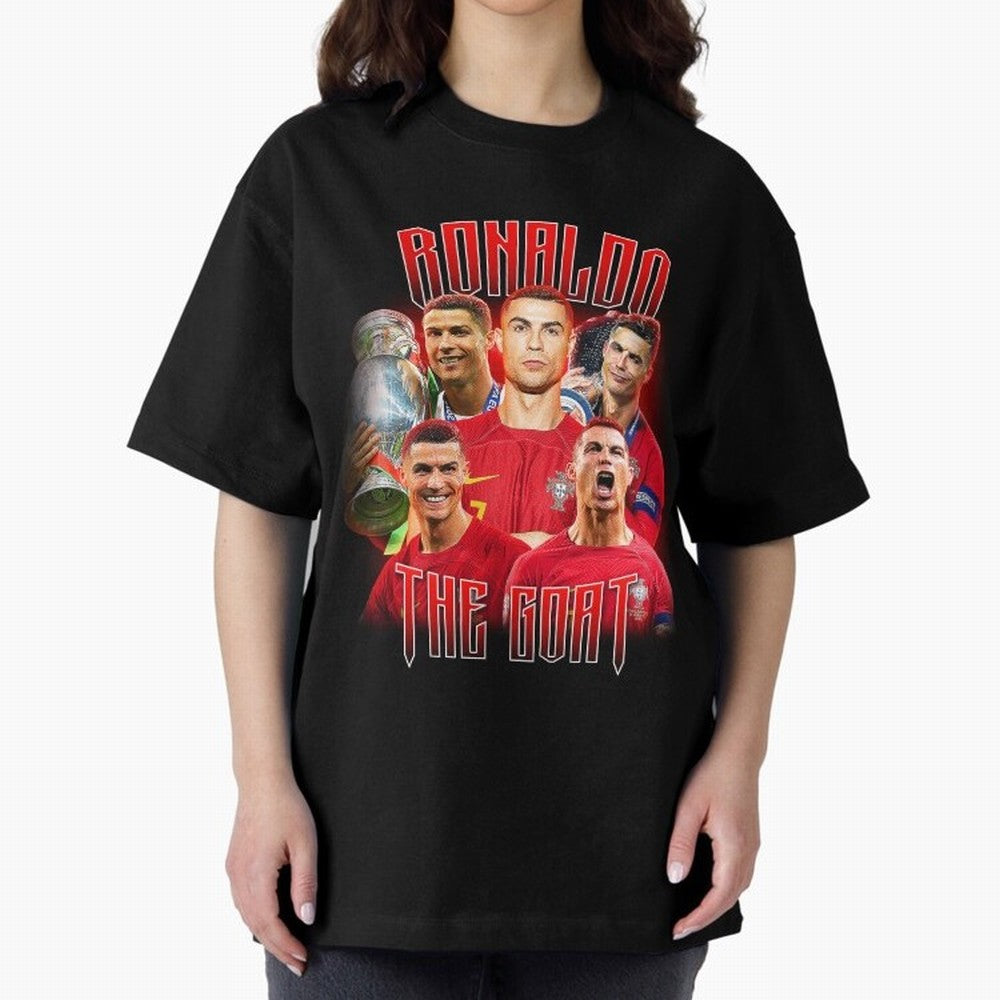 Cristiano Ronaldo Vintage Style Tee, Bootleg Tee, Bootleg T Shirt, Rap Tee Oversized T-Shirt Show Championship Spirit for FIFA World Cup 2026 Capturing Haaland and Mbappe, Spain and Netherlands Energy, Football Festival Excitement, Trophy