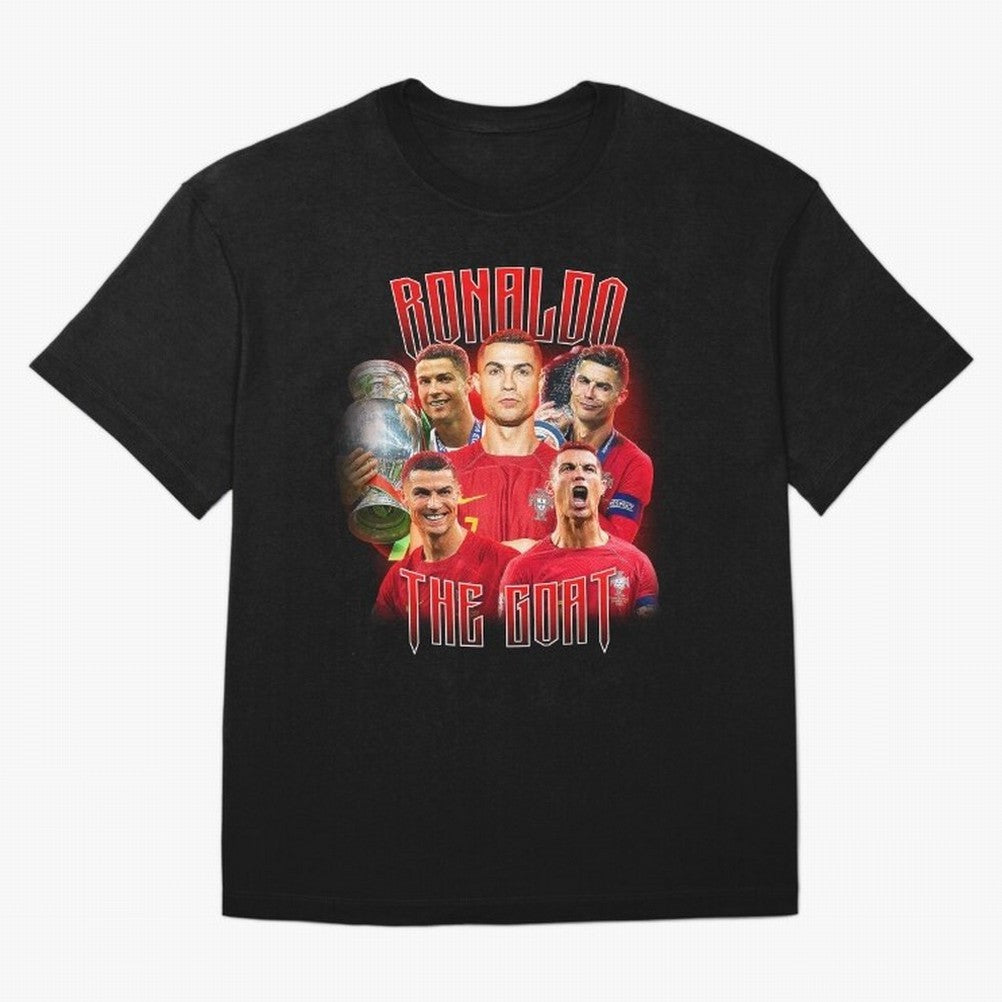 Cristiano Ronaldo Vintage Style Tee, Bootleg Tee, Bootleg T Shirt, Rap Tee Oversized T-Shirt Show Championship Spirit for FIFA World Cup 2026 Capturing Haaland and Mbappe, Spain and Netherlands Energy, Football Festival Excitement, Trophy